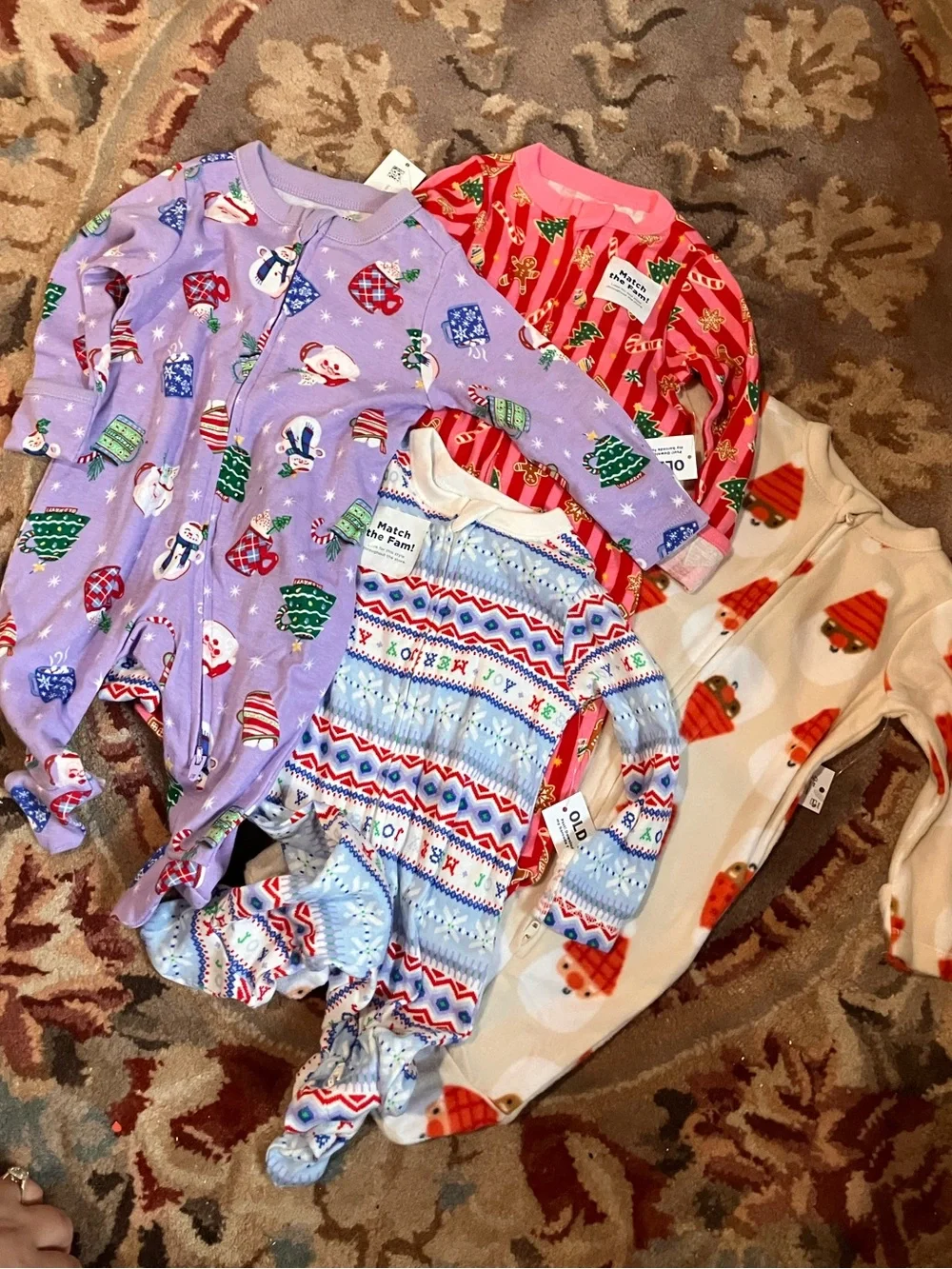NWT OLD NAVY Holiday Baby Sleepers Footed Pajamas - Festive Prints 0-3 months